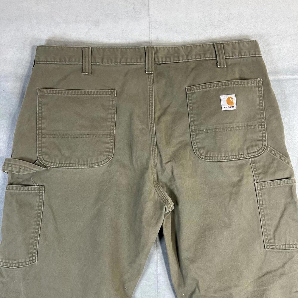 Carhartt Carpenter Work Pants Men's 40x30 Green Relaxed Fit Twill Dungaree B324
